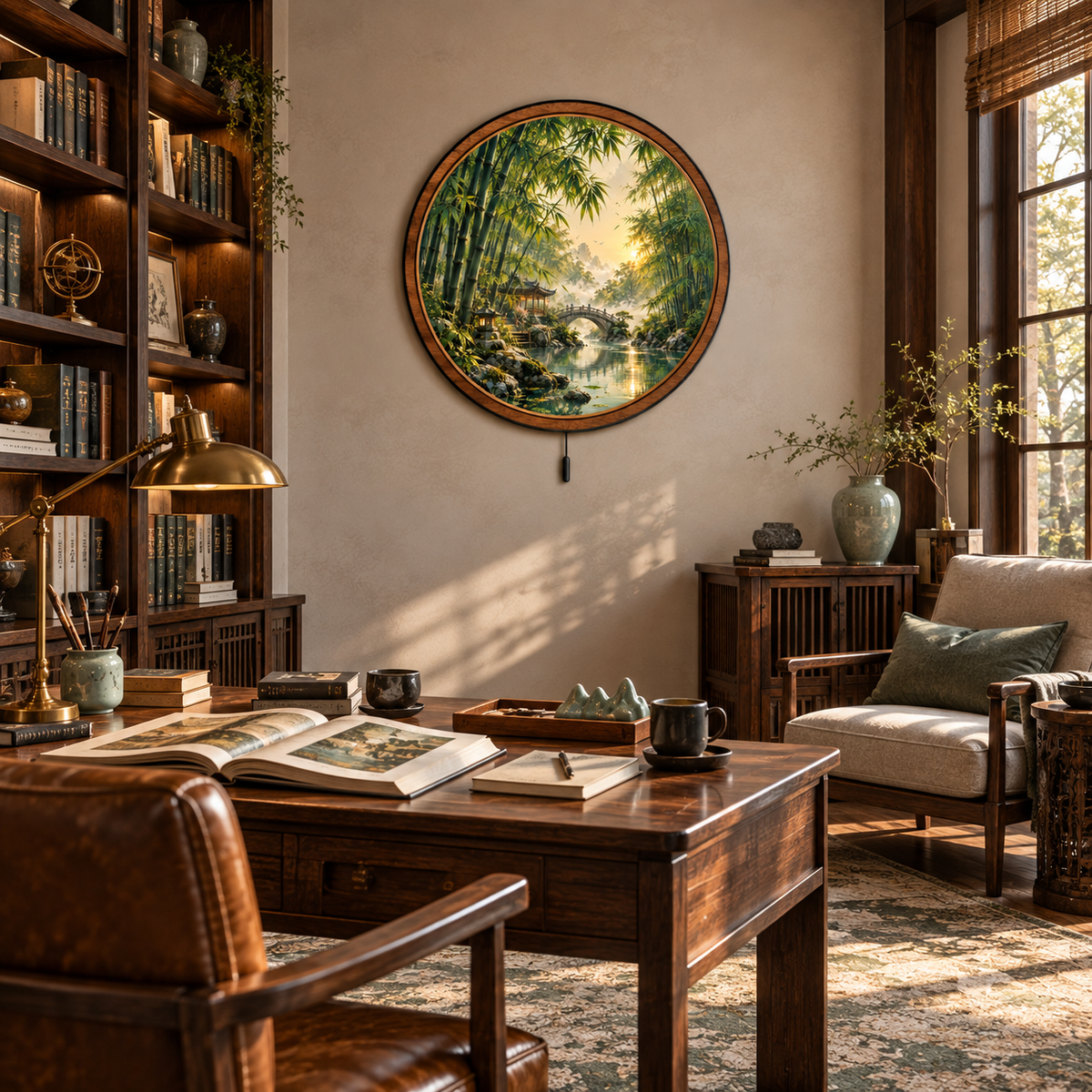 Handcrafted Bamboo Garden Sanctuary LED Wall Art