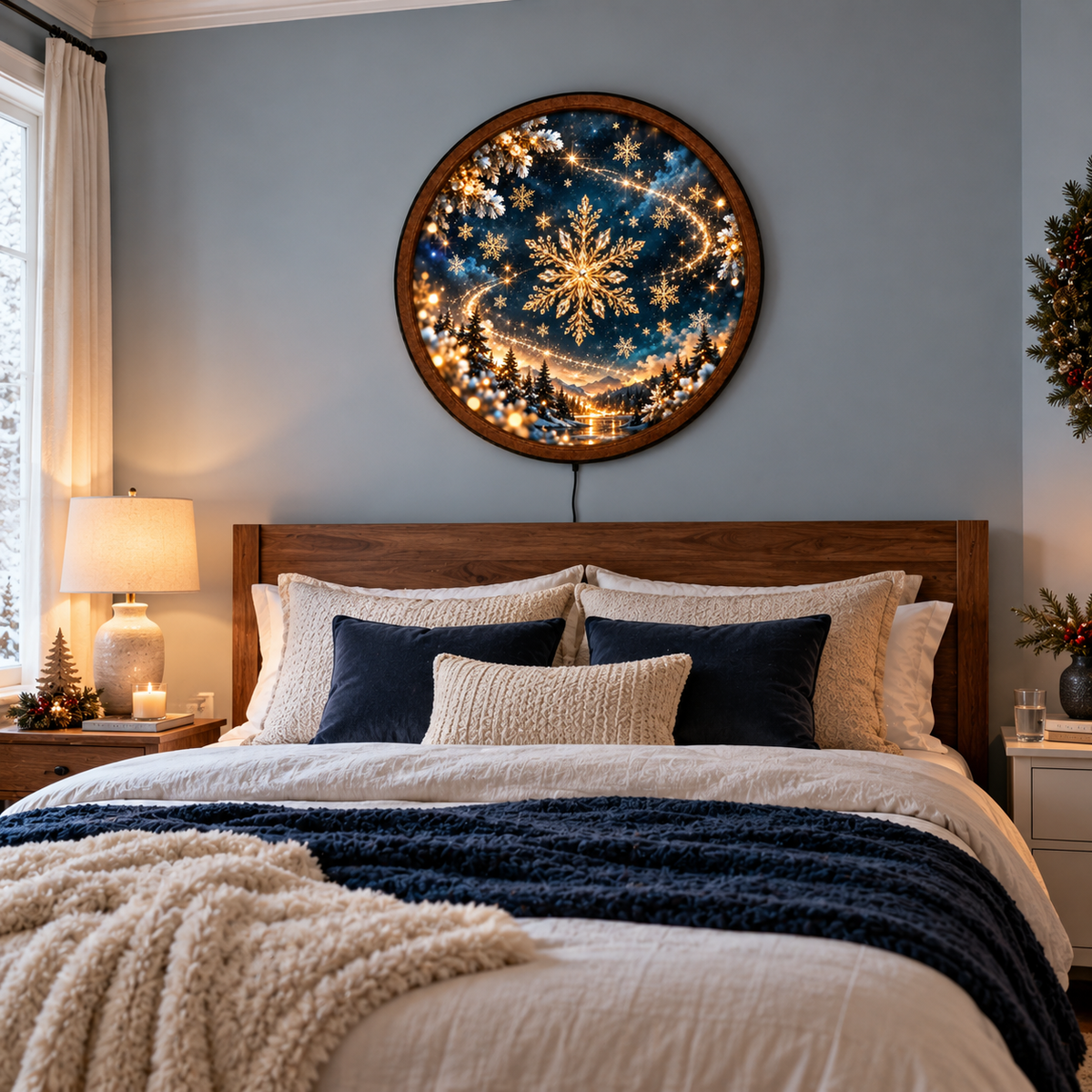 Celestial Christmas Snowflake LED Wall Art – Winter Magic