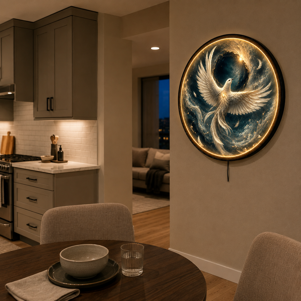 Celestial Dove LED Wall Art – Wings of Light Cosmic Decor