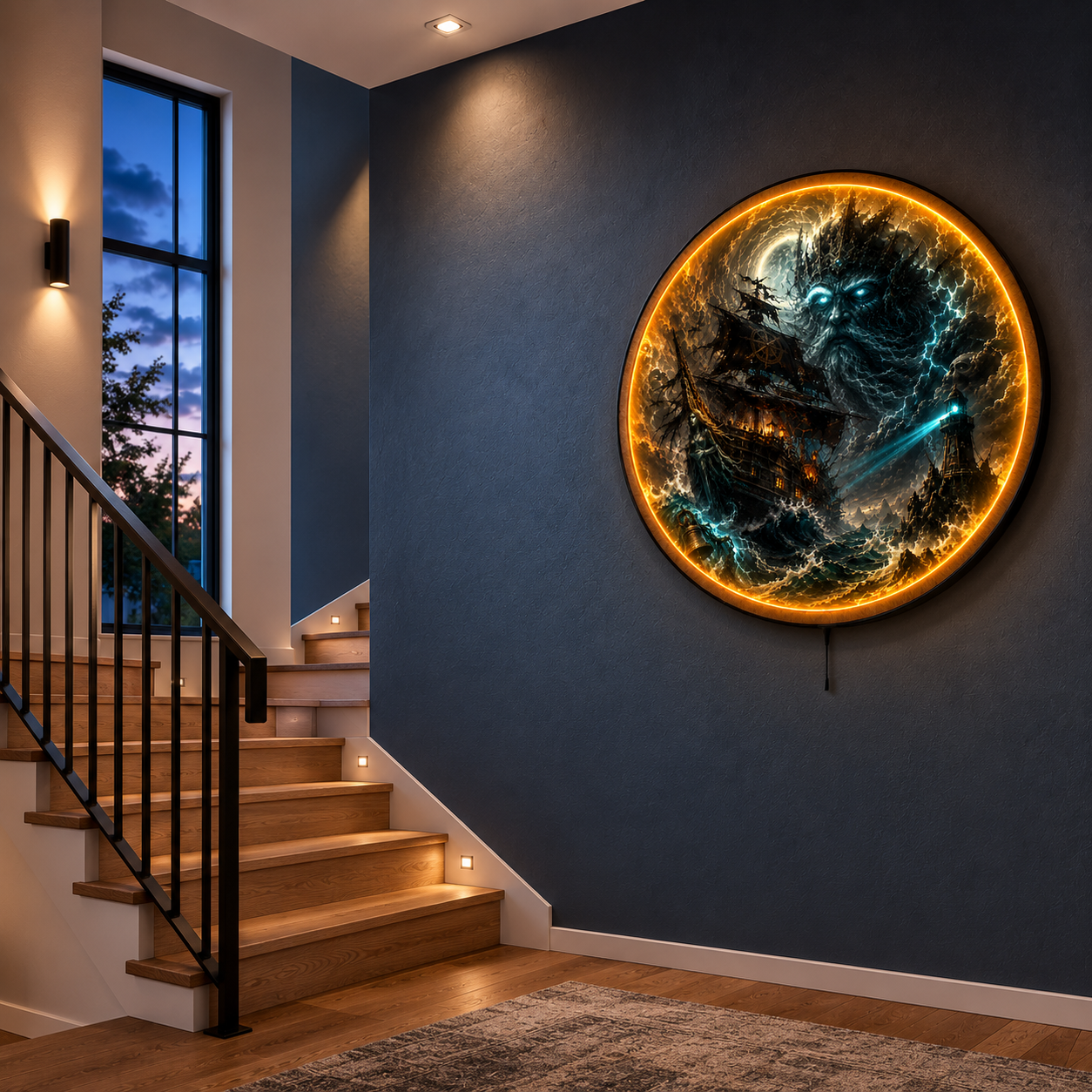 Stormbound Captain LED Wall Art – Ghost Ship & Sea King Decor