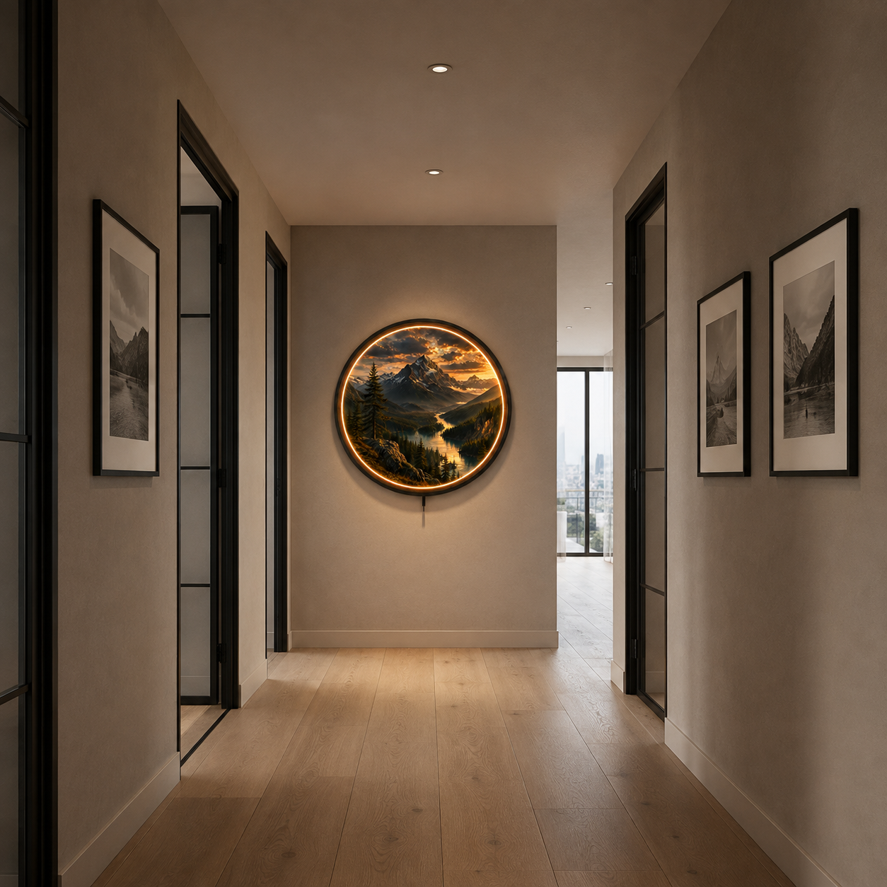 Golden Alpine River LED Wall Art