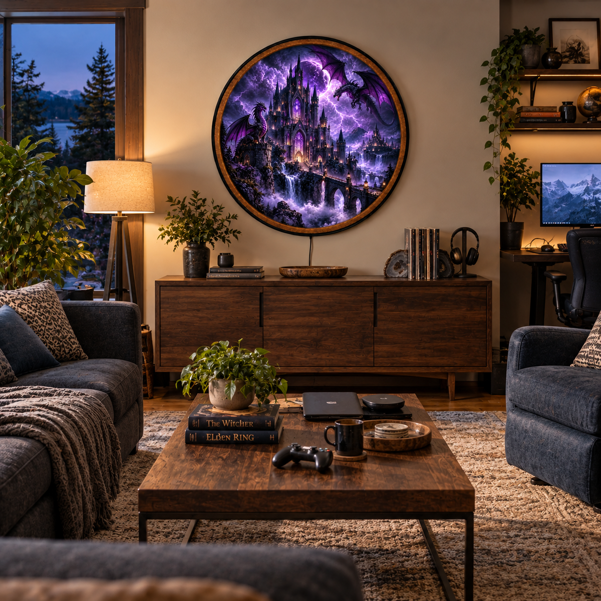 Dragon Kingdom – Handcrafted Round LED Wall Art