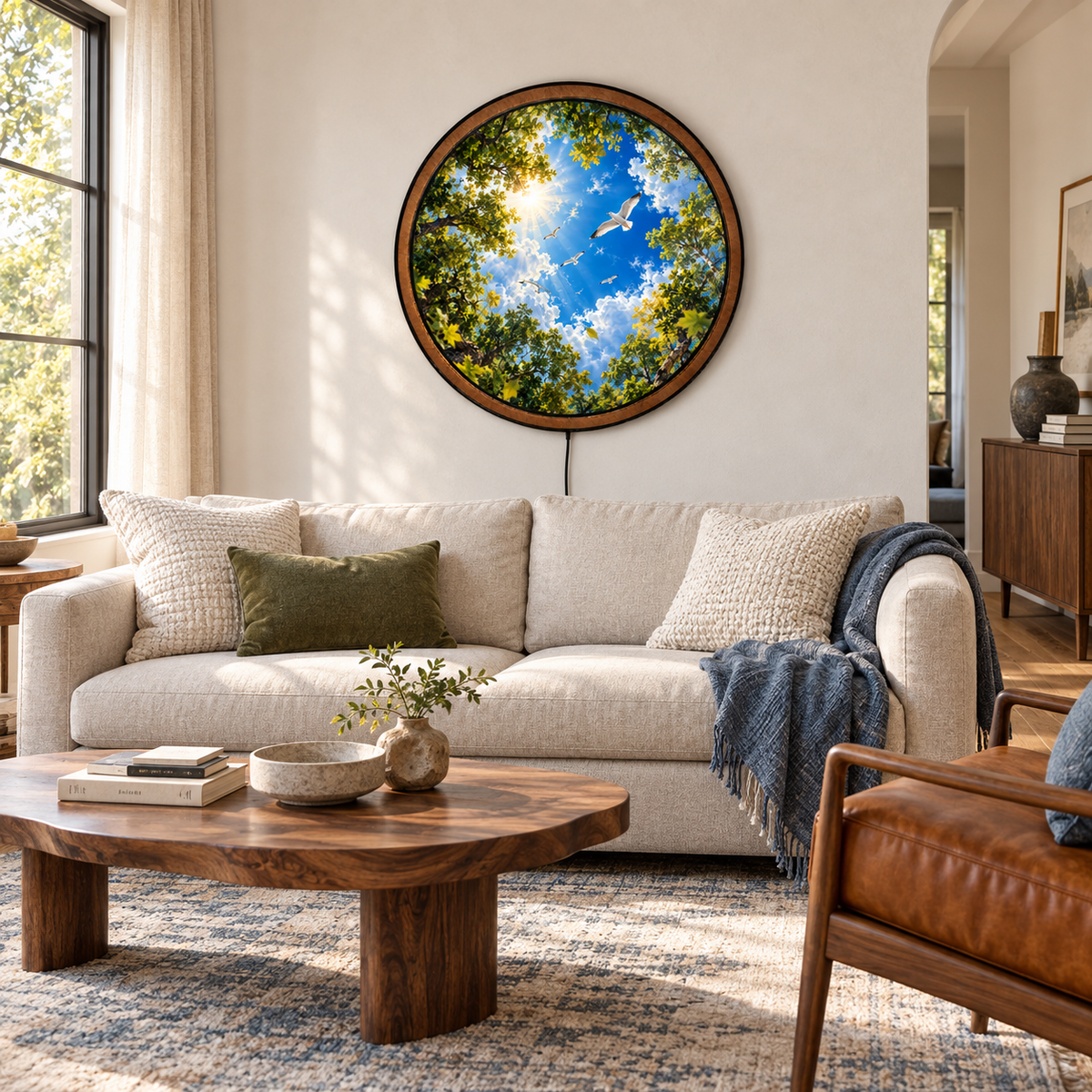 Handcrafted Open Sky & Flying Birds LED Wall Art