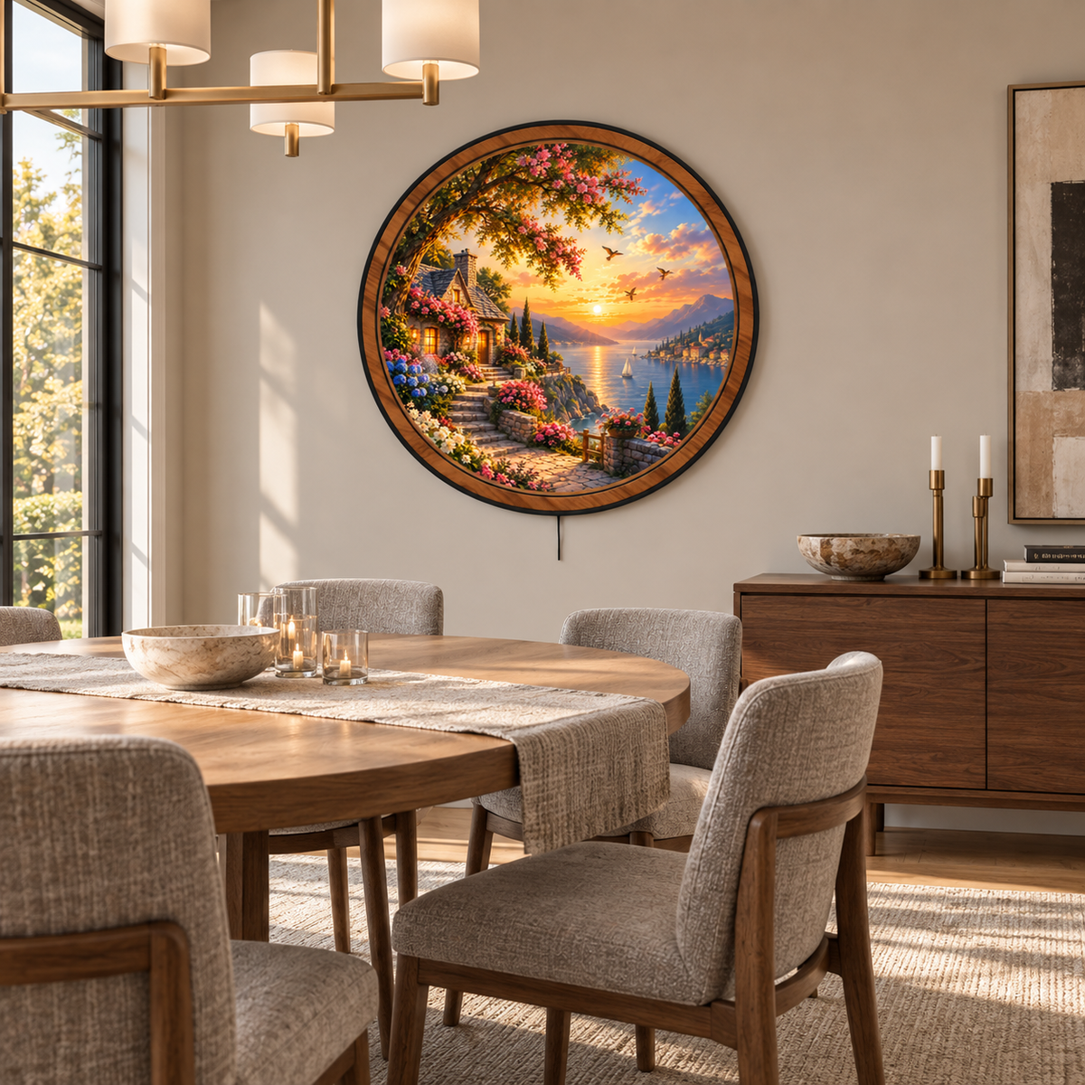 Sunset Garden Cottage – Lakeside LED Wall Art