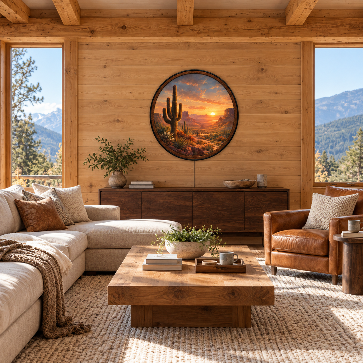 Desert Golden Hour – Handcrafted LED Wall Art