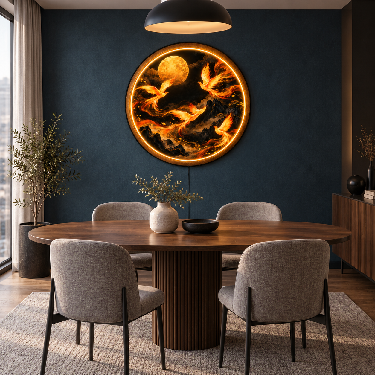 Phoenix Moonlight LED Wall Art – Fiery Fantasy Wall Decor