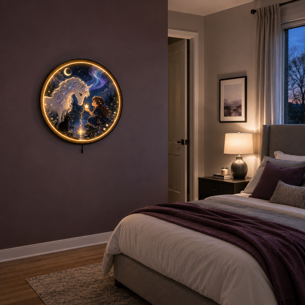 Starlight Promise LED Wall Art – Unicorn & Celestial Night Decor