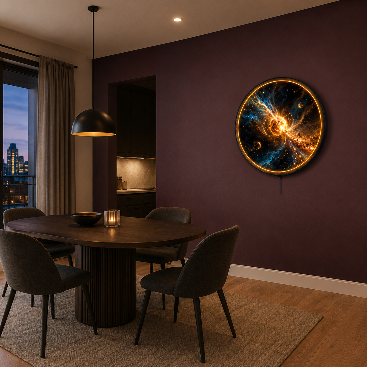 Eclipse Forge LED Wall Art – Cosmic Starburst Space Decor