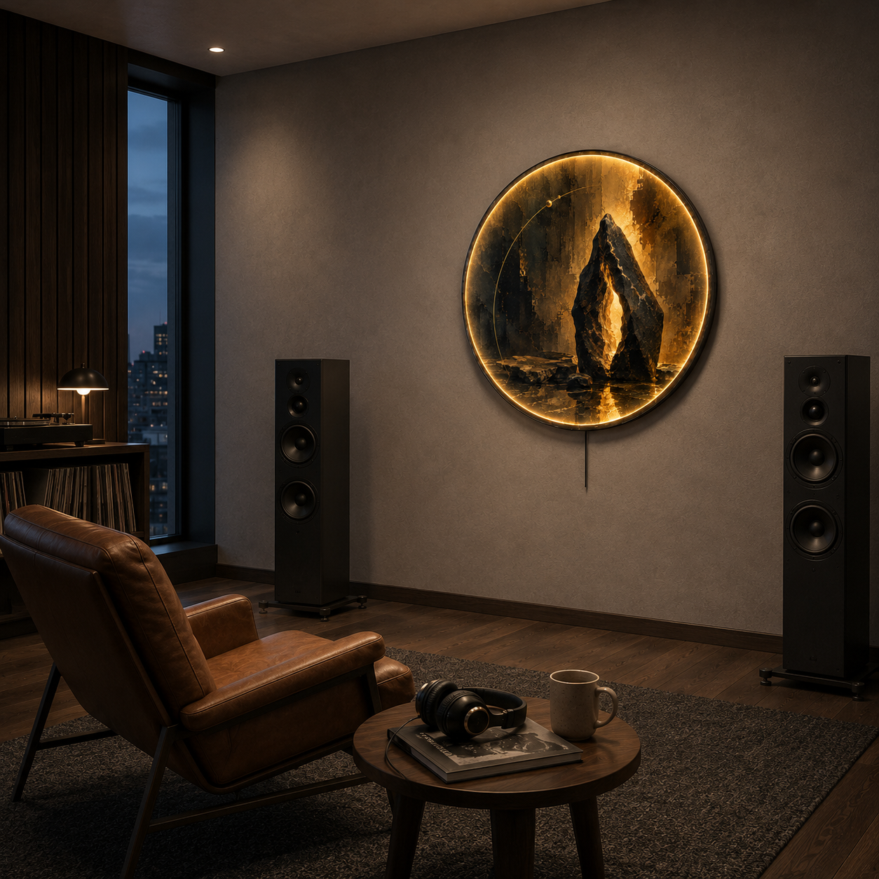Luminous Stone Portal LED Wall Art – Modern Mineral Decor