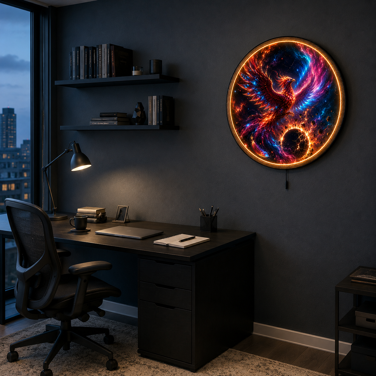 Novaheart Phoenix LED Wall Art – Celestial Firebird Decor