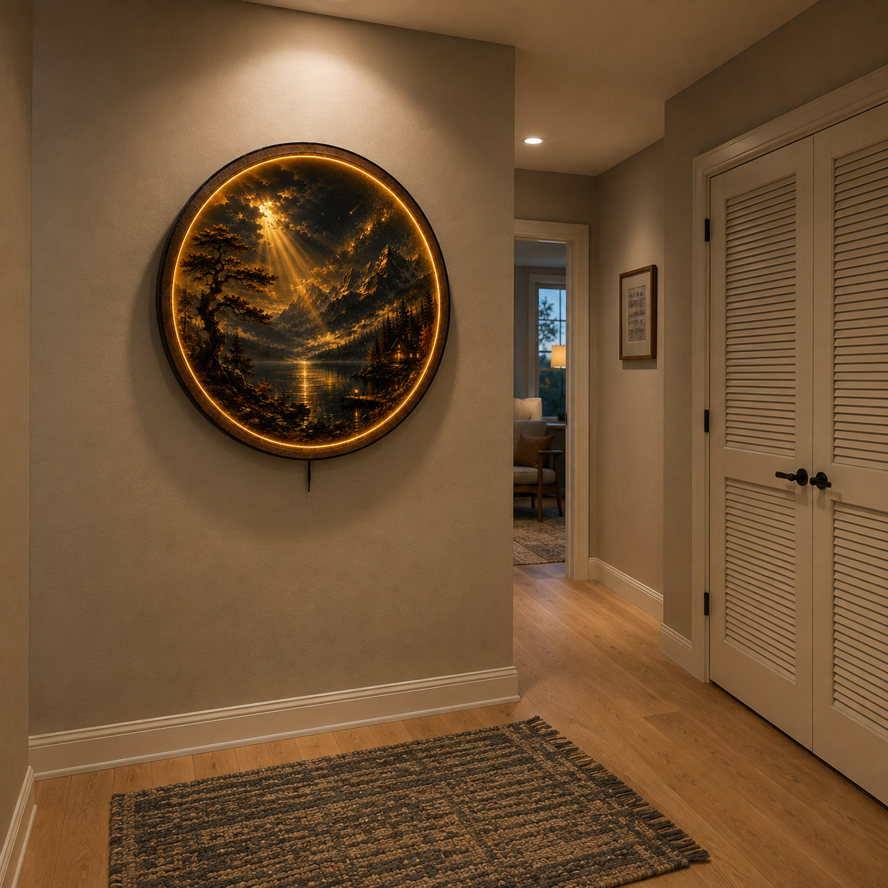 Heavenly Passage LED Wall Art – Mountain Lake Nature Decor