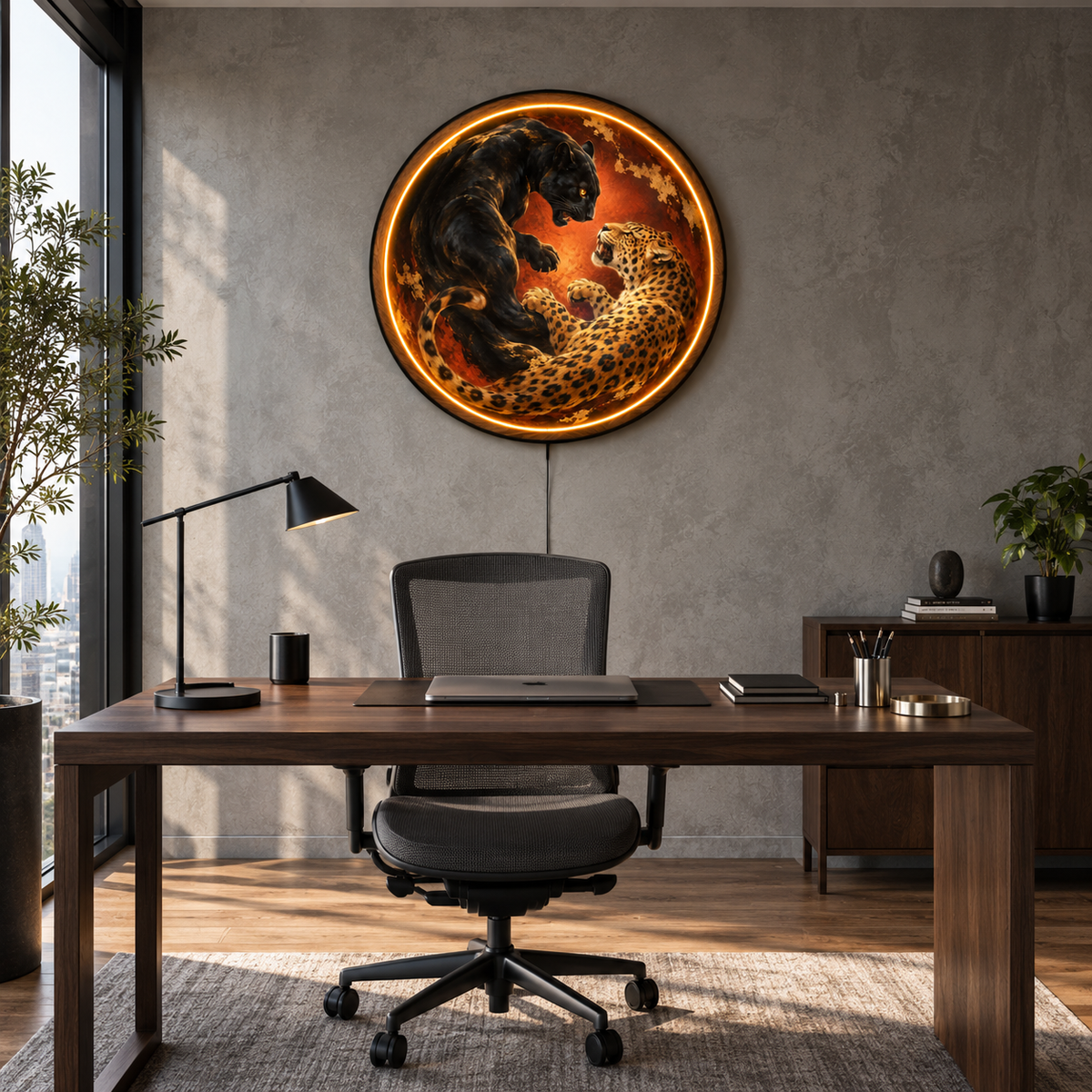 Black Panther & Leopard LED Wall Art – Wild Feline Decor