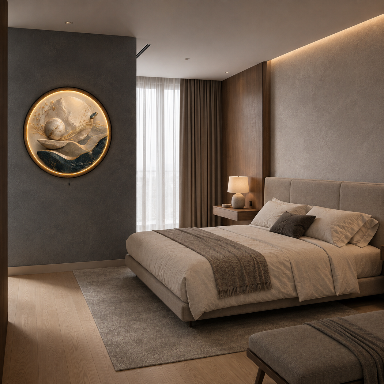Golden Equilibrium LED Wall Art – Luxury Abstract Wall Decor