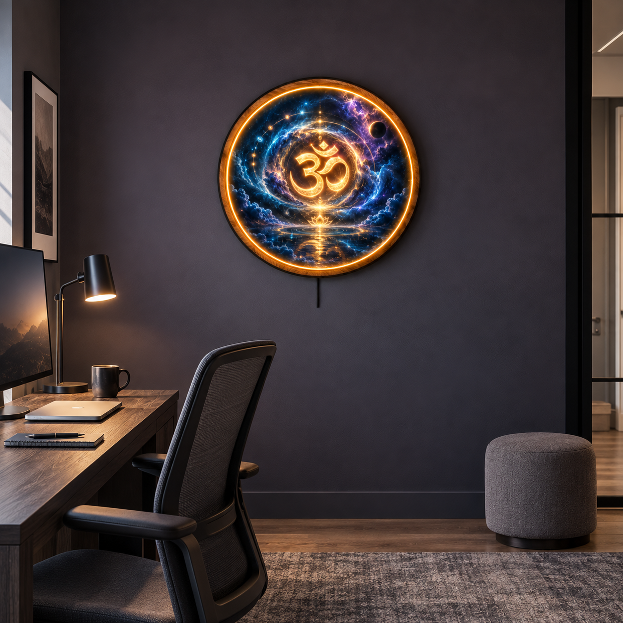 Celestial Om LED Wall Art – Cosmic Meditation & Yoga Decor