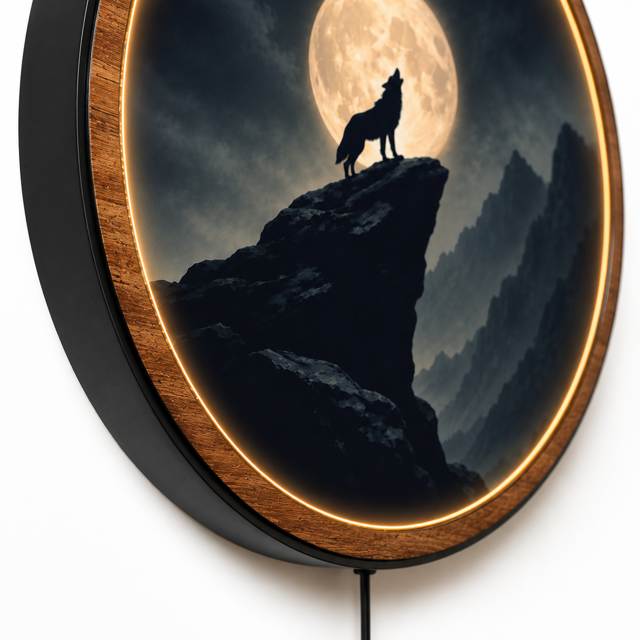 Howling Wolf LED Wall Light – Mountain Moon Wall Art