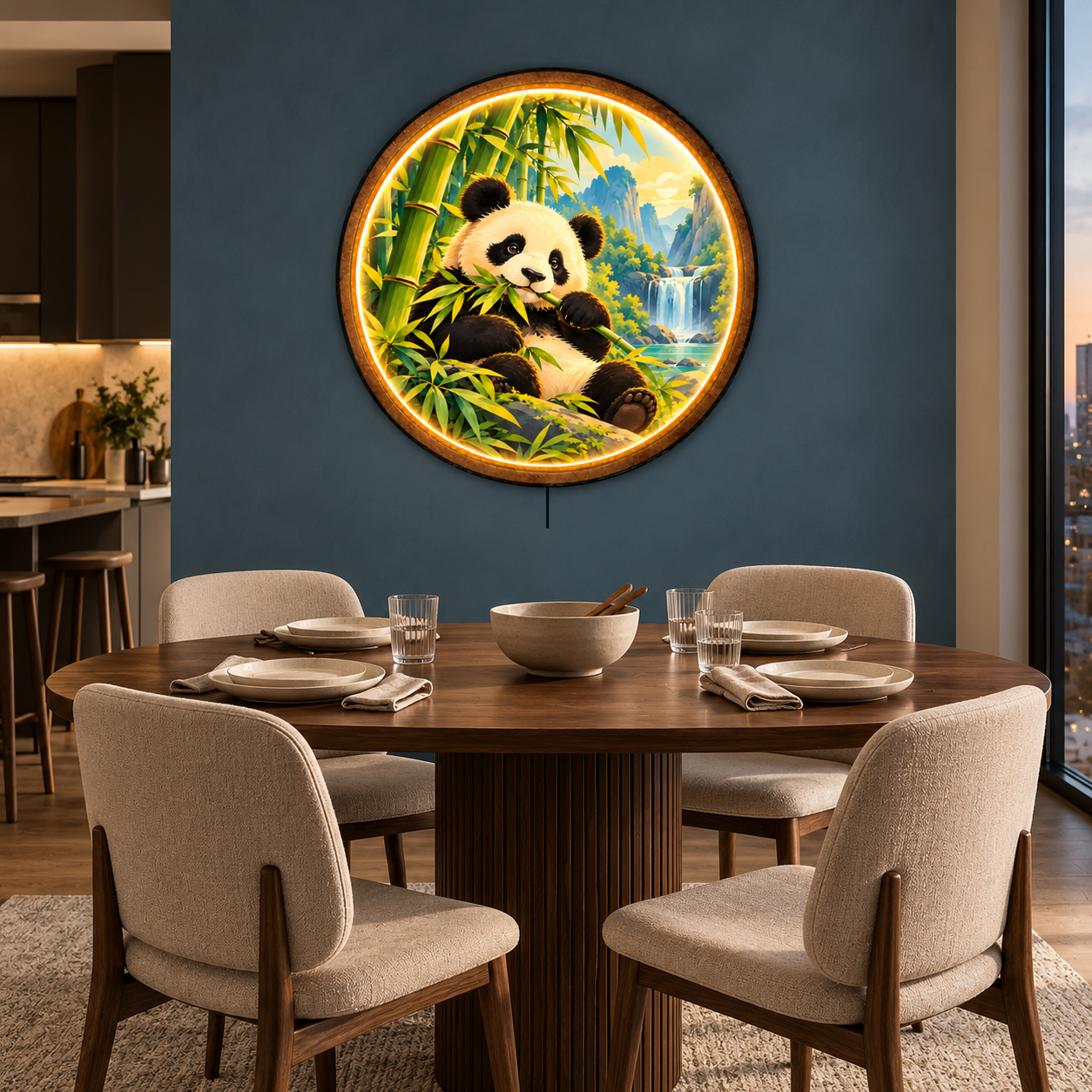 Bamboo Panda LED Wall Art – Cute Nature Lighted Decor