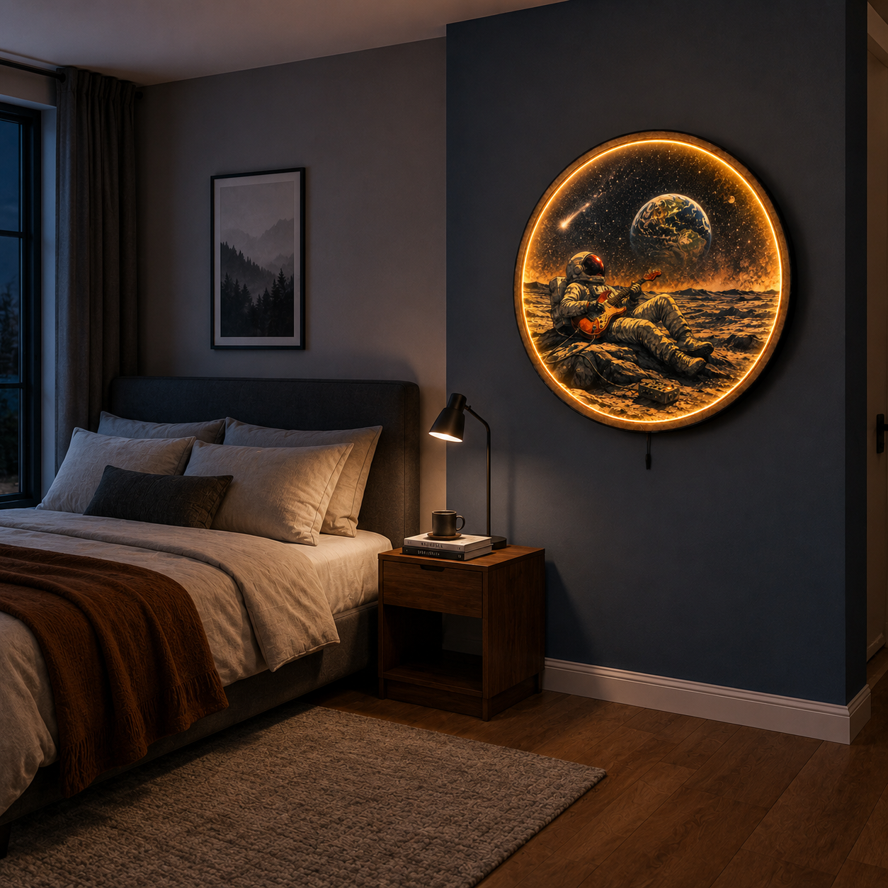Lunar Solo LED Wall Art – Astronaut Guitar Space Decor
