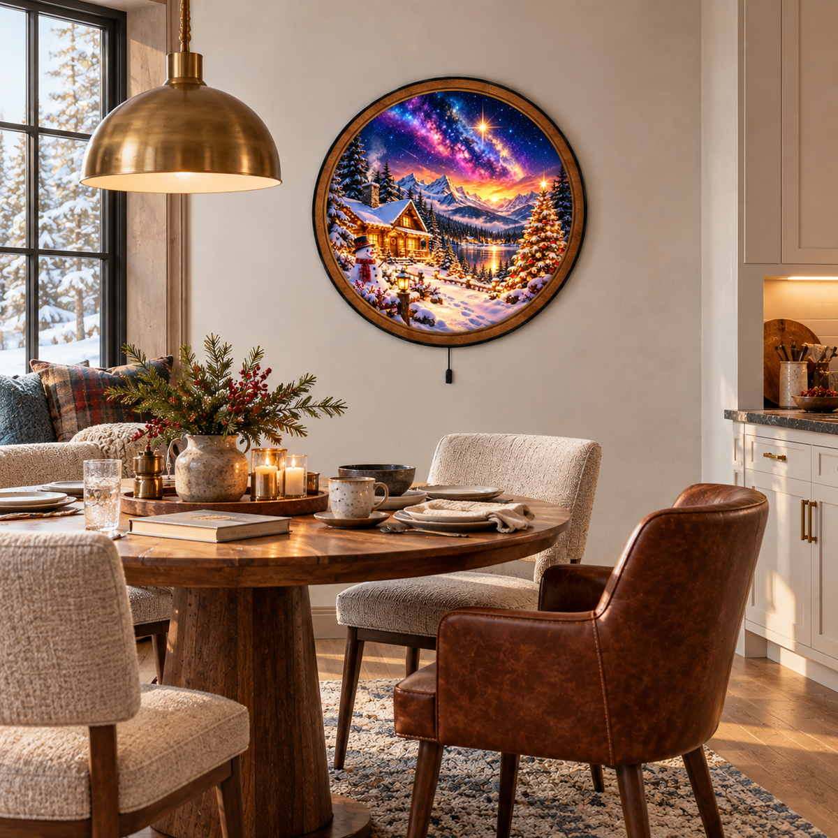 Handcrafted Christmas Tram Village LED Wall Art