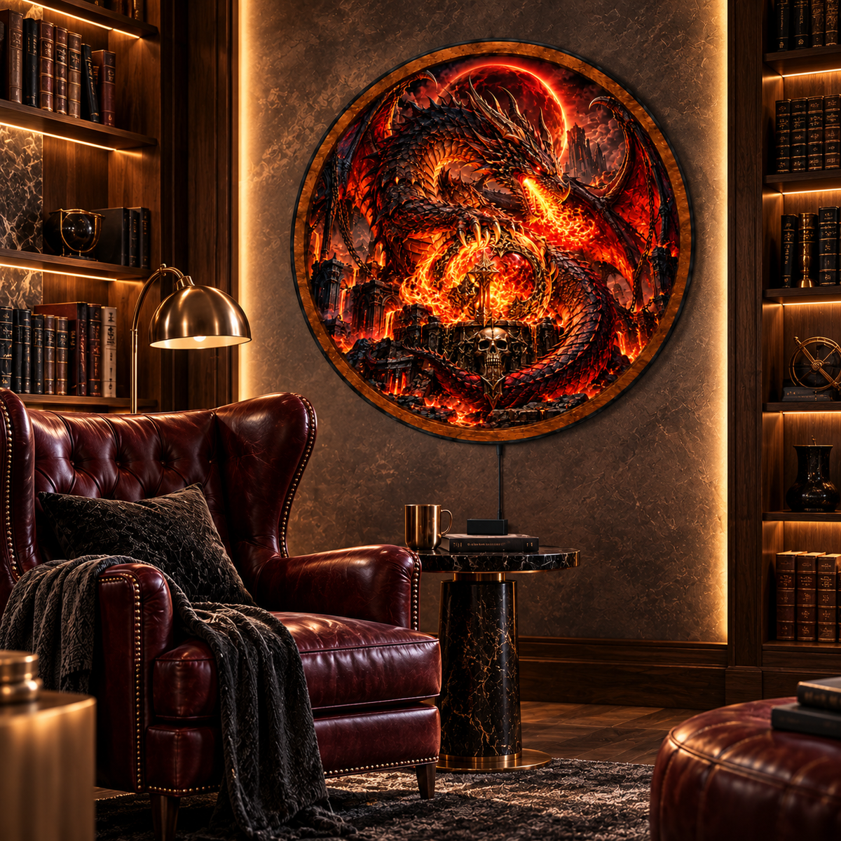 Handcrafted LED Wall Art | Fire Dragon Fantasy Decor