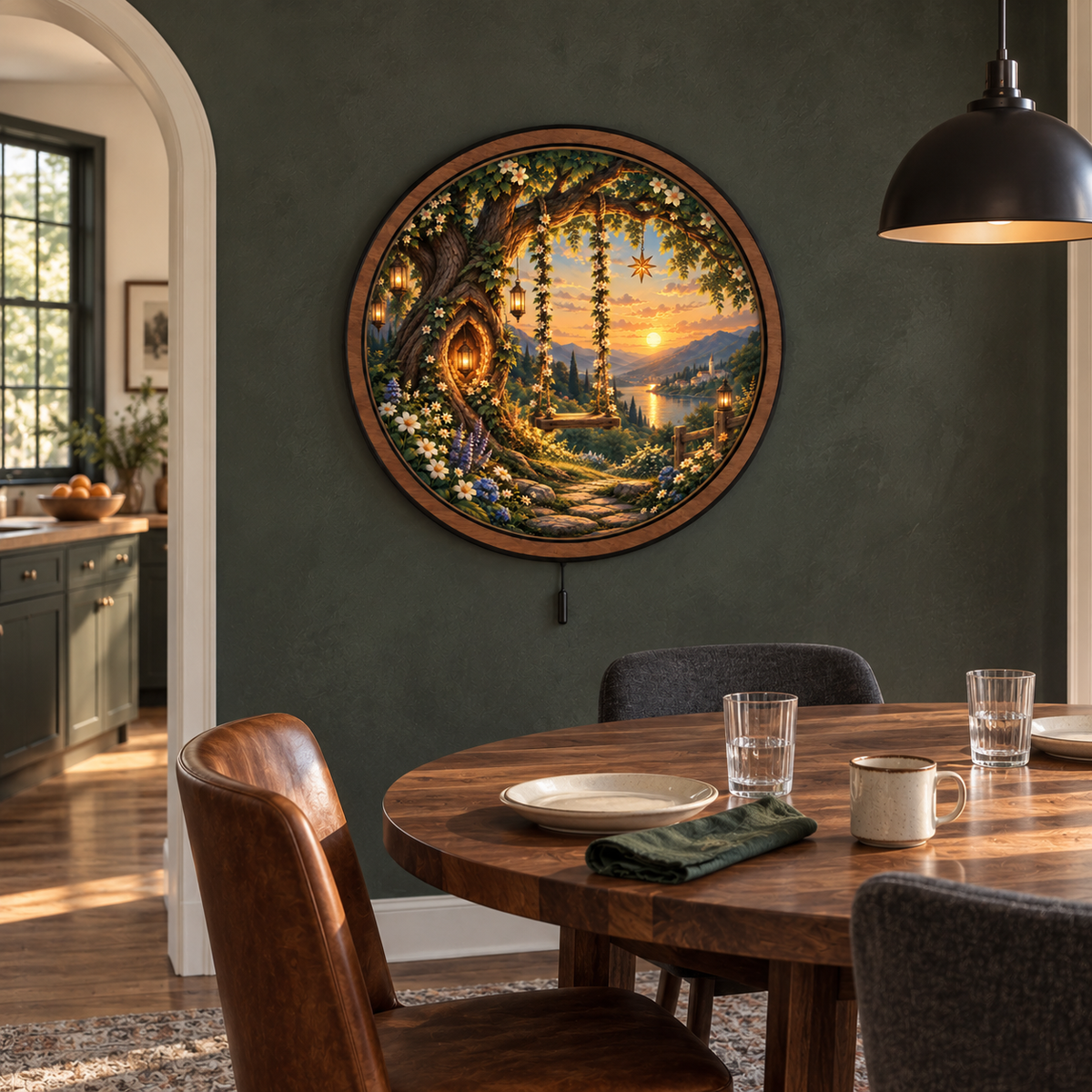 Enchanted Swing — Golden Valley LED Wall Art | Magical Tree Sunset Decor