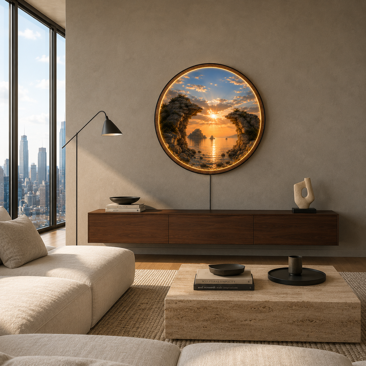 Sunset Sea Arch LED Wall Art – Coastal Illuminated Wall Decor