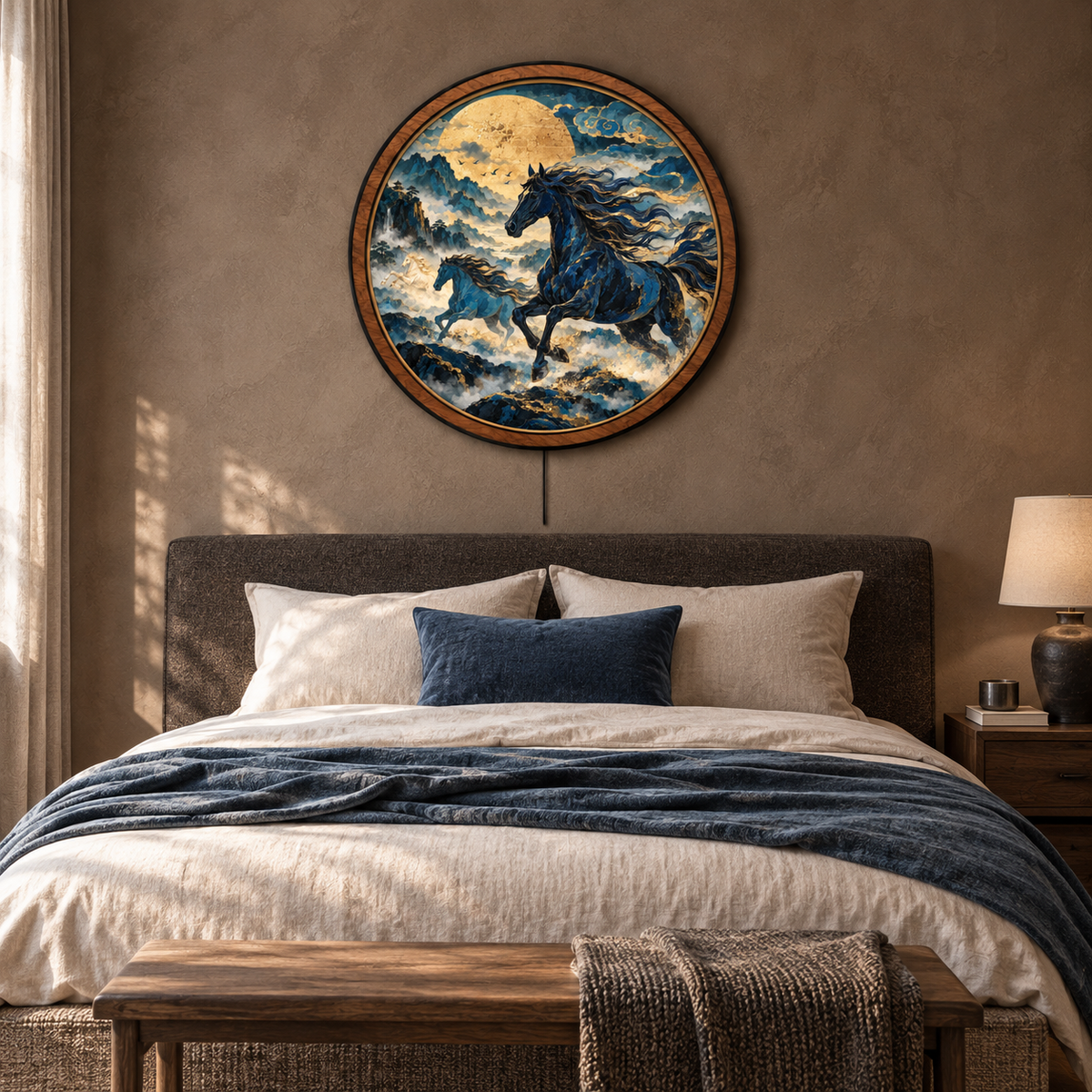 CELESTIAL STALLIONS — GOLDEN HORIZON LED WALL ART