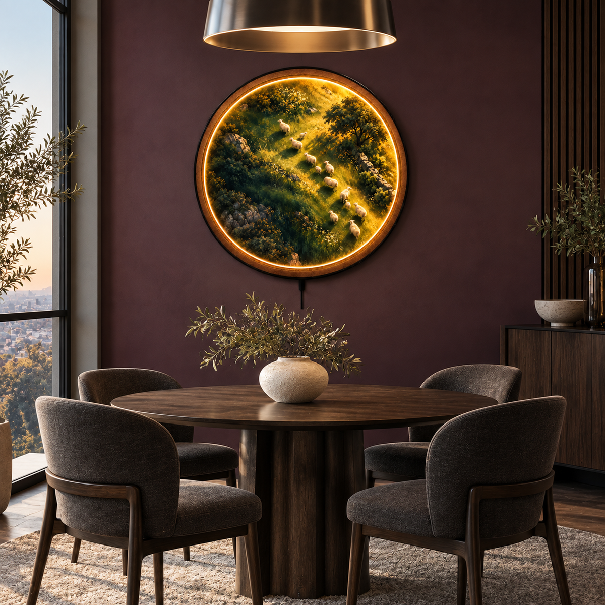 Golden Meadow Sheep LED Wall Art – Farmhouse Lighted Decor