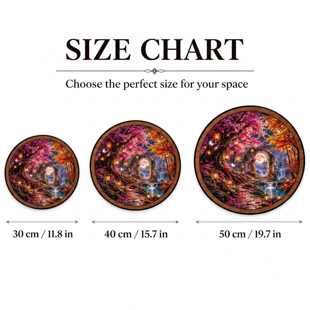Enchanted Moonlit Garden – Handcrafted Round LED Wall Art