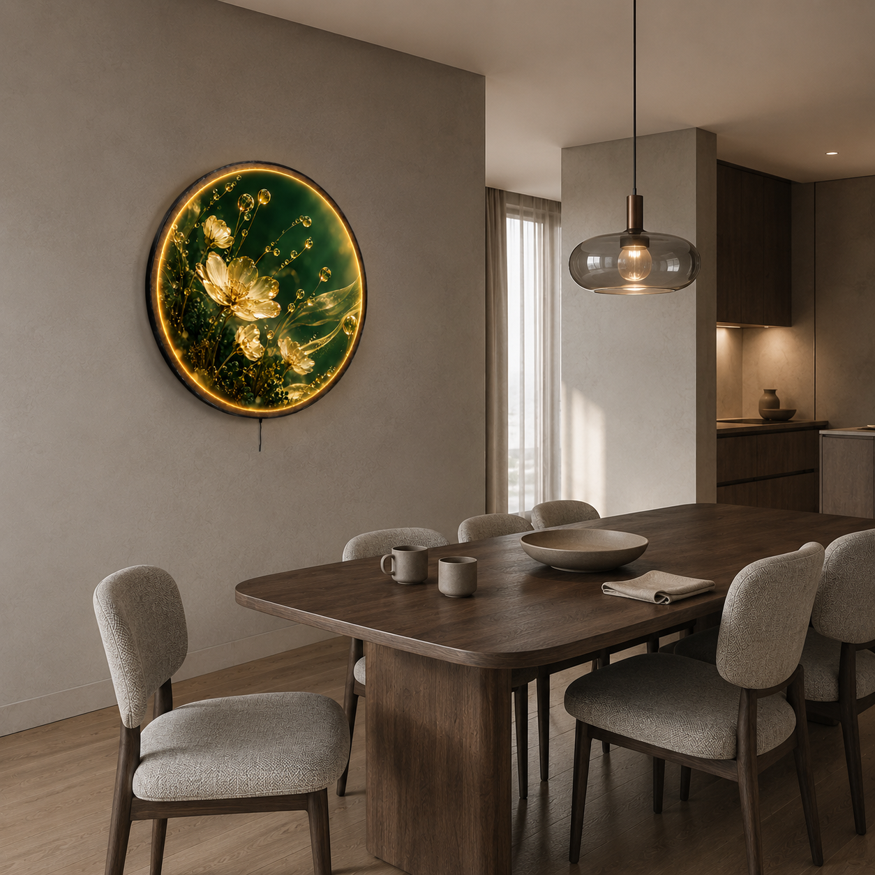 Emerald Bloom LED Wall Art – Illuminated Botanical Wall Decor