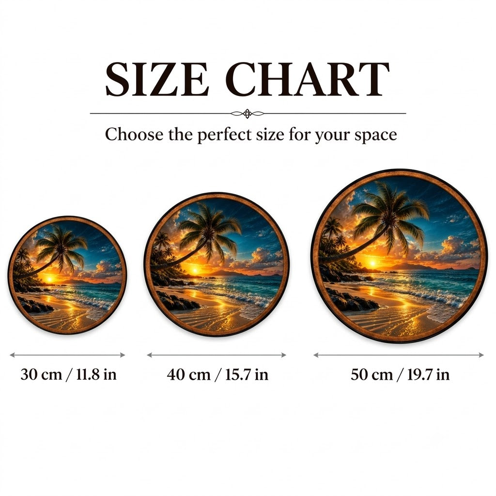 Tropical Sunset – Handcrafted LED Wall Art | Palm Tree, Ocean Waves & Golden Beach Sunset
