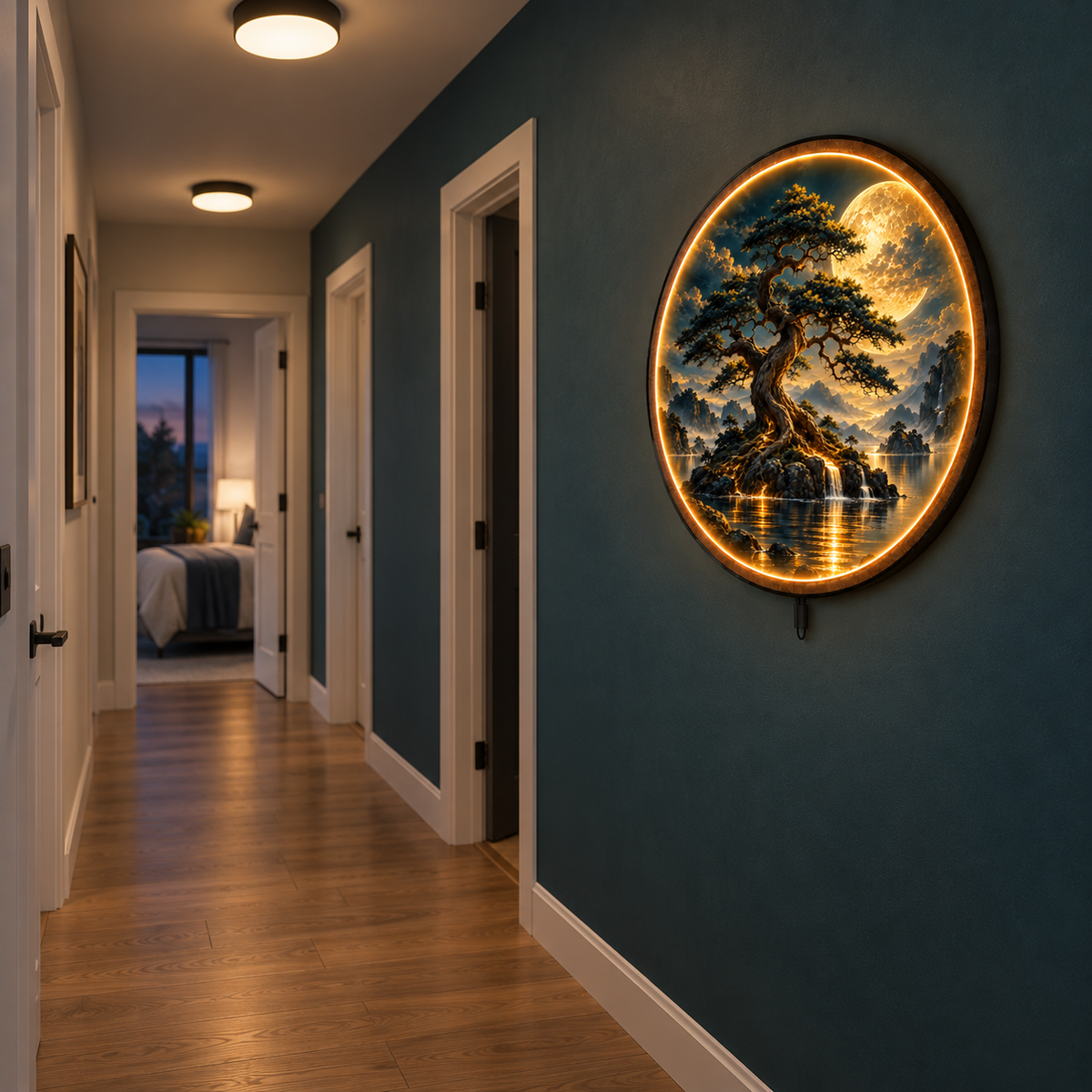 Everroot LED Wall Art – Ancient Tree & Golden Moon Decor