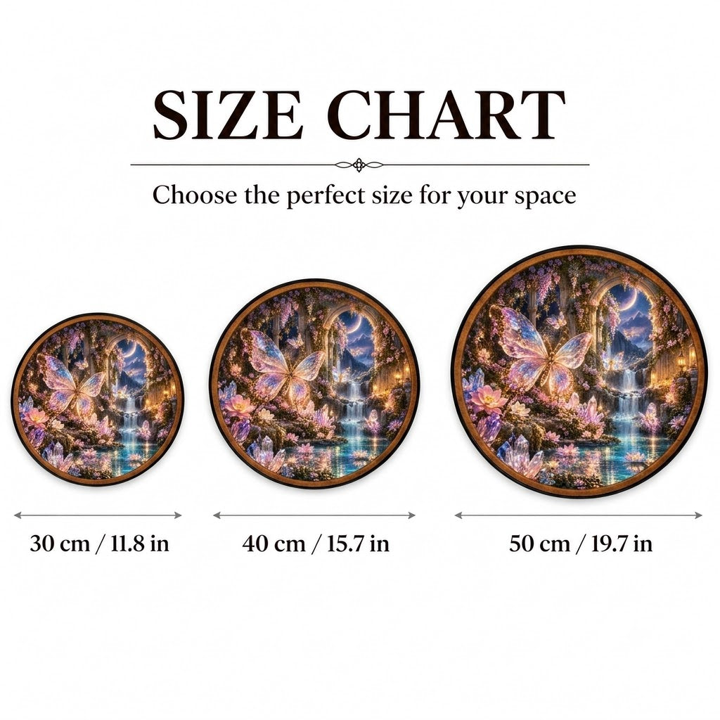 Enchanted Butterfly Garden – Handcrafted Round LED Wall Art
