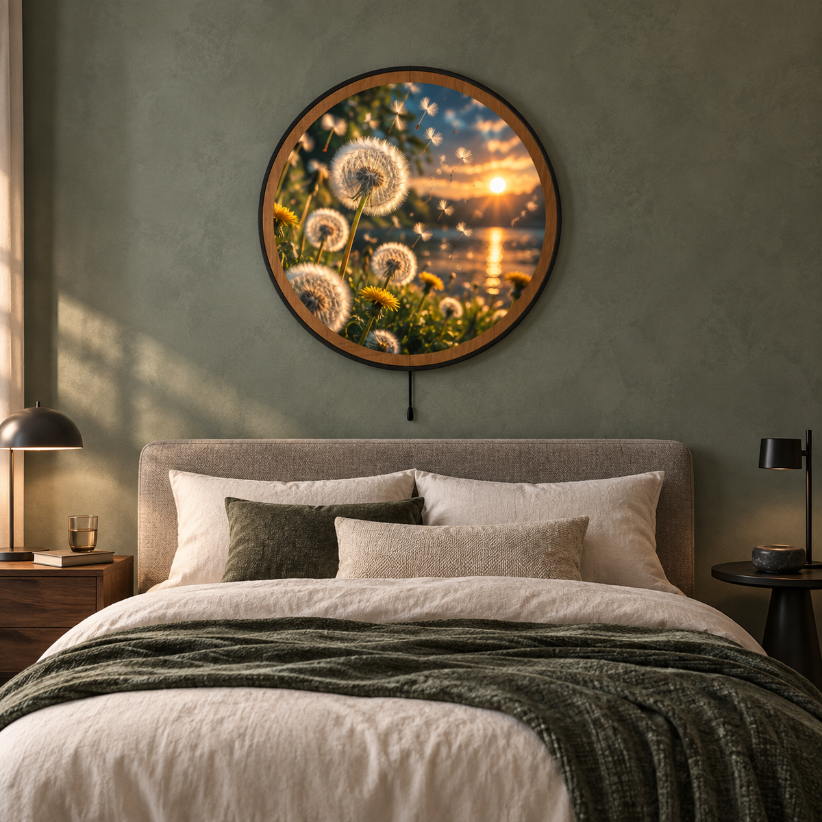 Dandelion Golden Hour LED Wall Art – Sunset Nature Decor