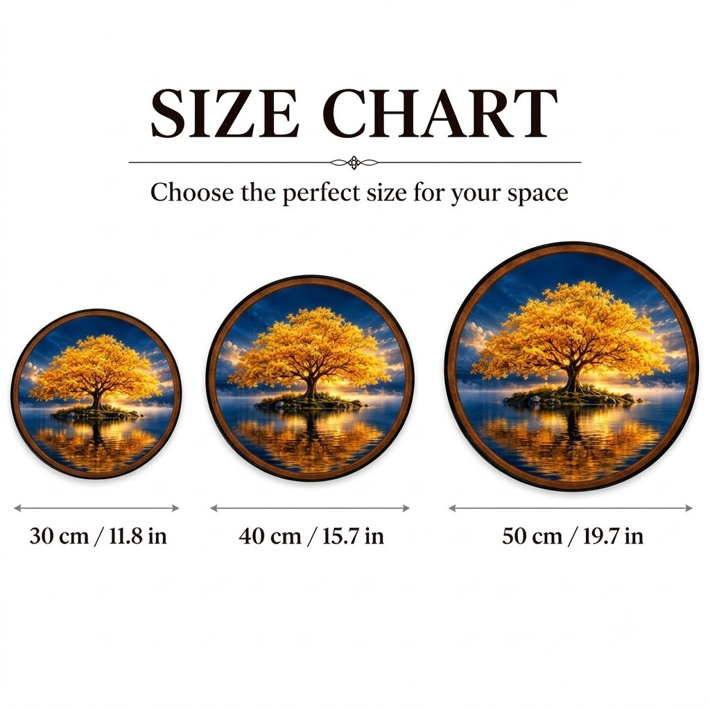 Golden Everlight Tree – Handcrafted LED Wall Art | Glowing Golden Tree & Peaceful Lake