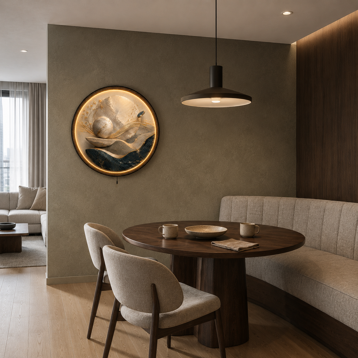Golden Equilibrium LED Wall Art – Luxury Abstract Wall Decor