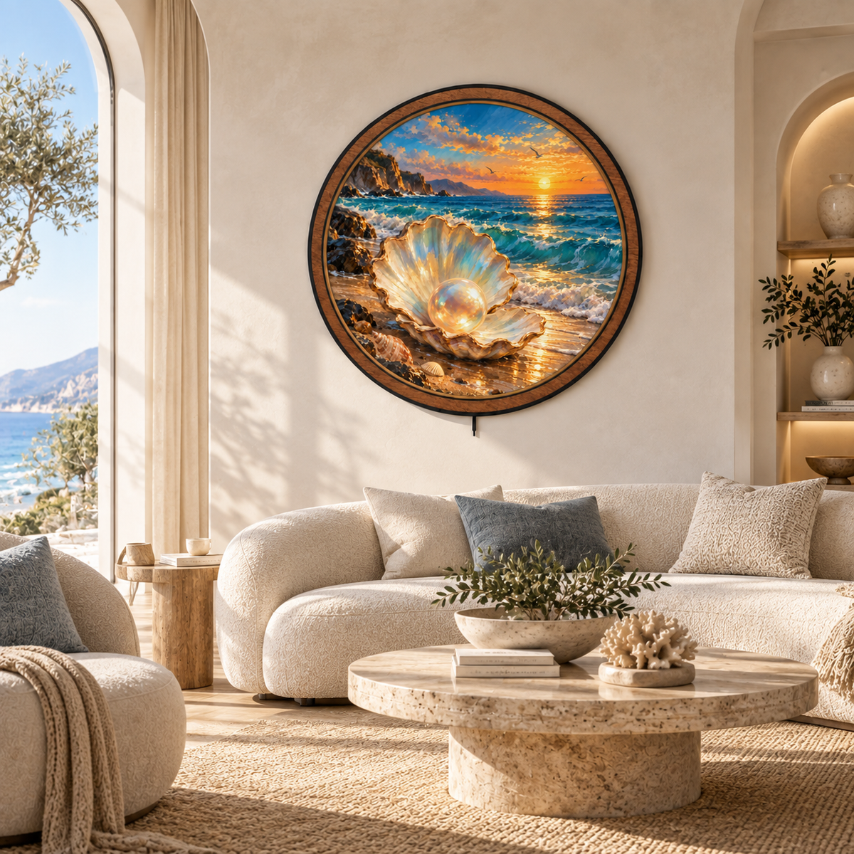 Ocean Pearl – Golden Sunset LED Wall Art