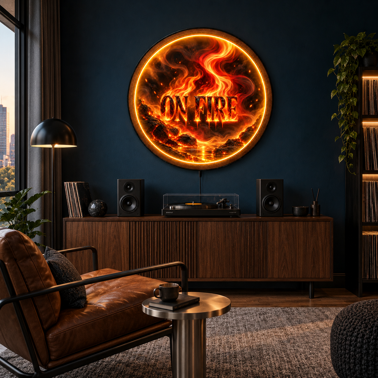 On Fire LED Wall Art – Motivational Flame Lighted Decor