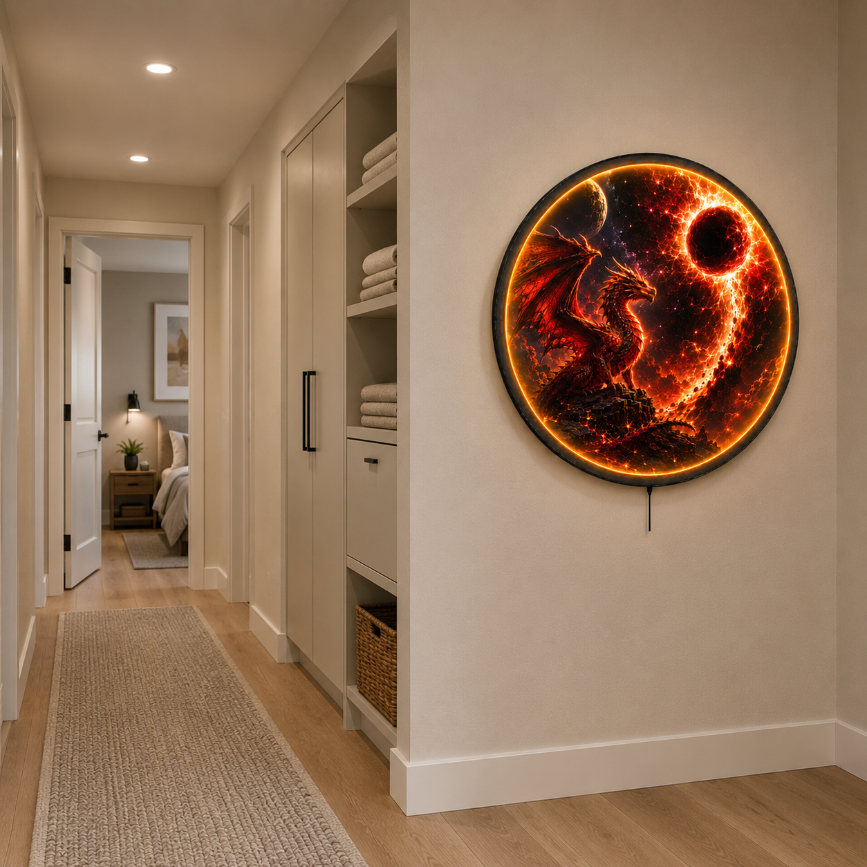 Eclipse Dragon LED Wall Art – Cosmic Fire Fantasy Decor
