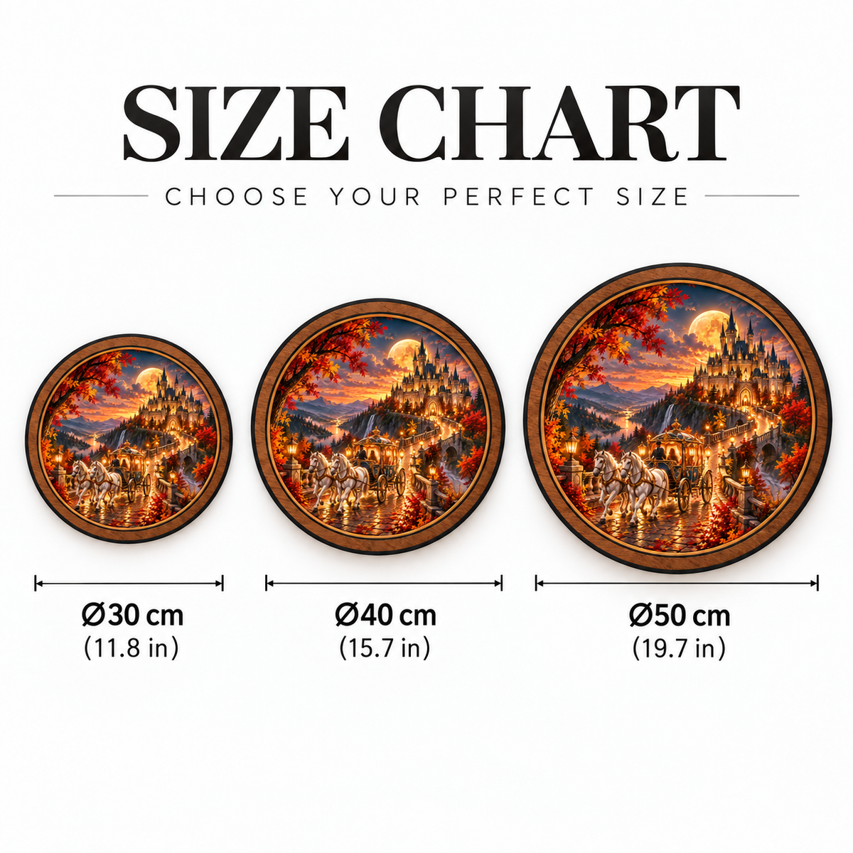Moonlit Carriage Castle Circular LED Wall Art
