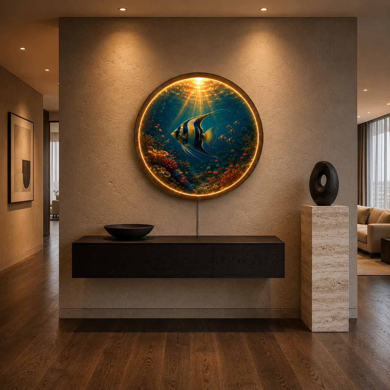 Tropical Angelfish Coral Reef LED Wall Art – Illuminated Ocean Decor