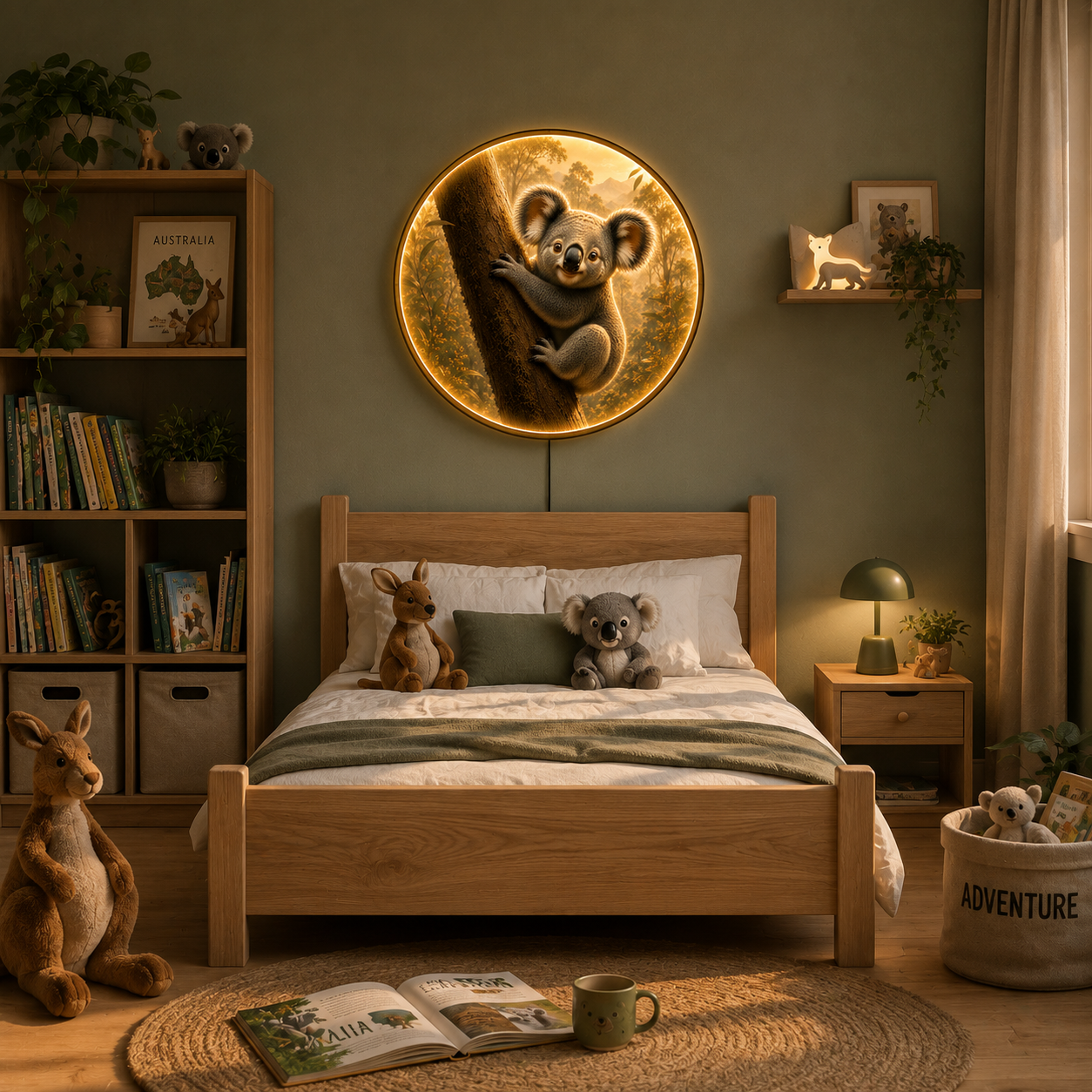 Koala LED Wall Art – Round Illuminated Acrylic Wildlife Decor
