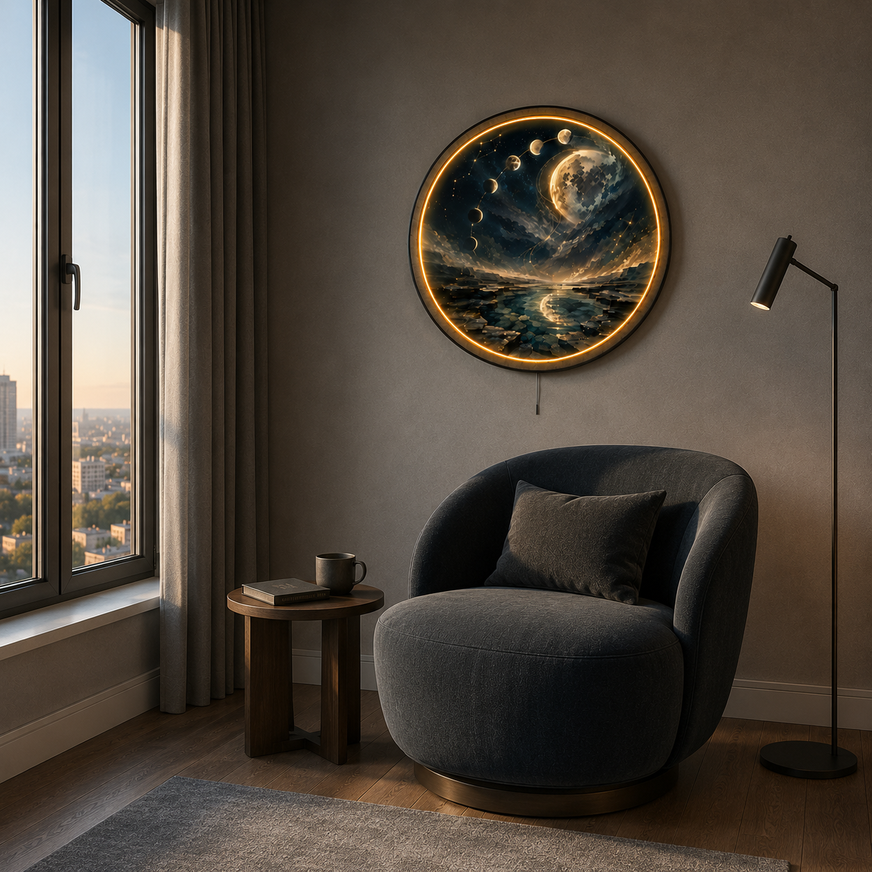 Lunar Passage LED Wall Art – Moon Phase Celestial Wall Decor