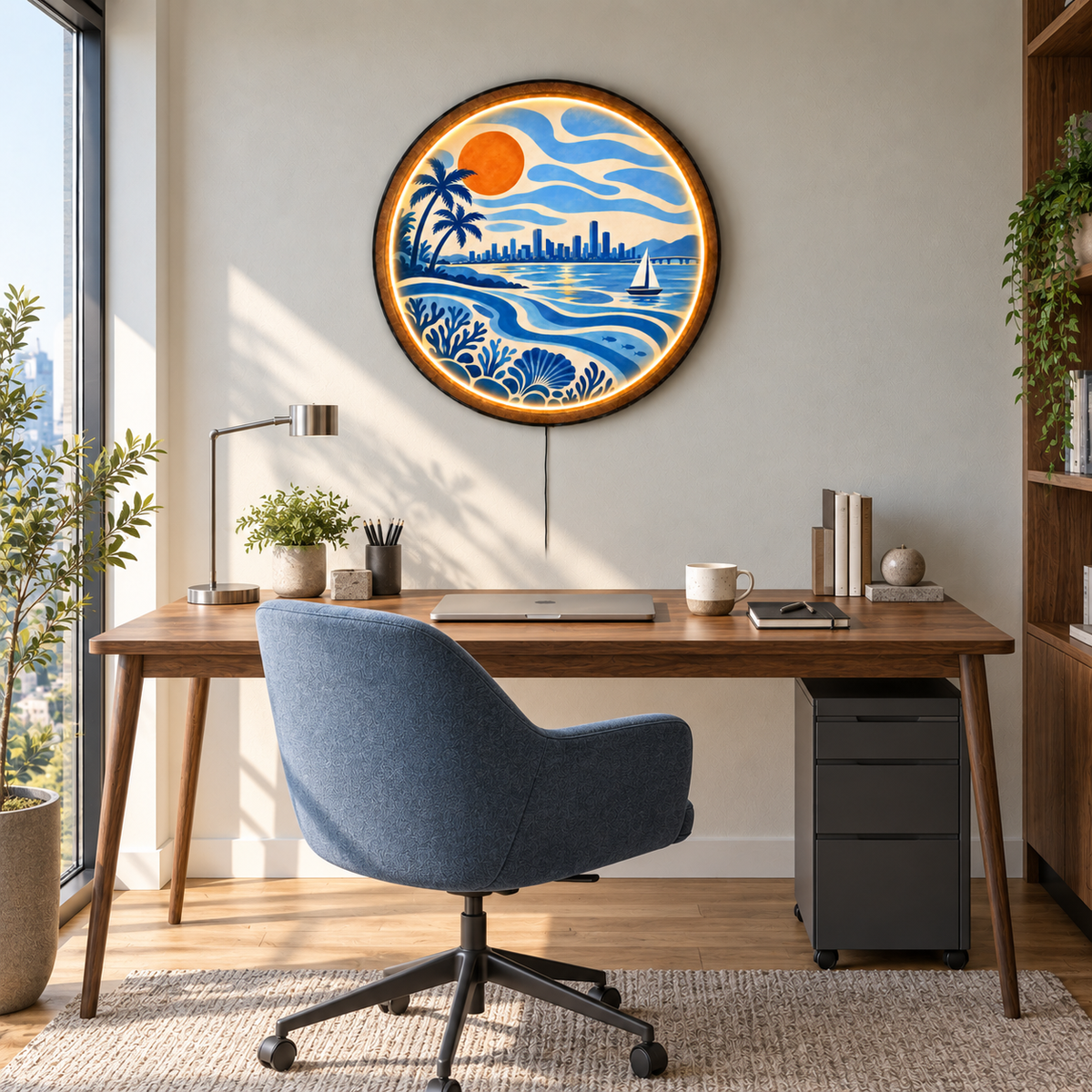 Coastal Sunset LED Wall Art – Ocean City Lighted Decor