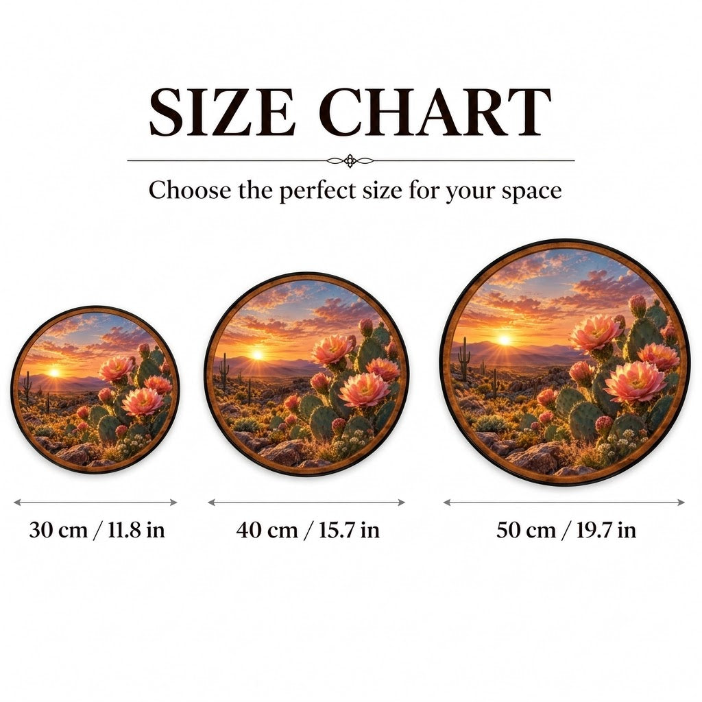 Desert Bloom – Handcrafted Round LED Wall Art