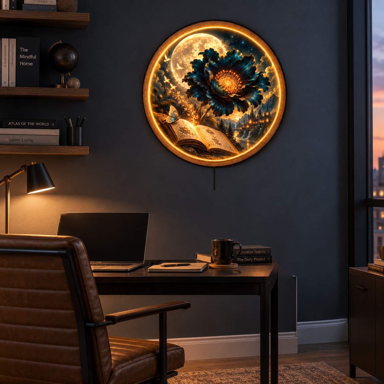 Midnight Bloom LED Wall Art – Moonlit Botanical Fantasy Decor