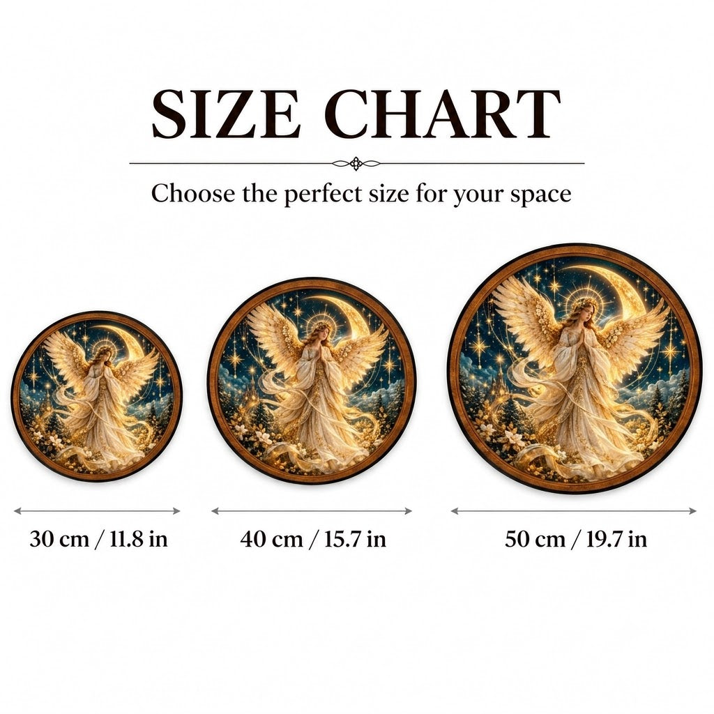 Celestial Guardian Angel – Handcrafted Round LED Wall Art