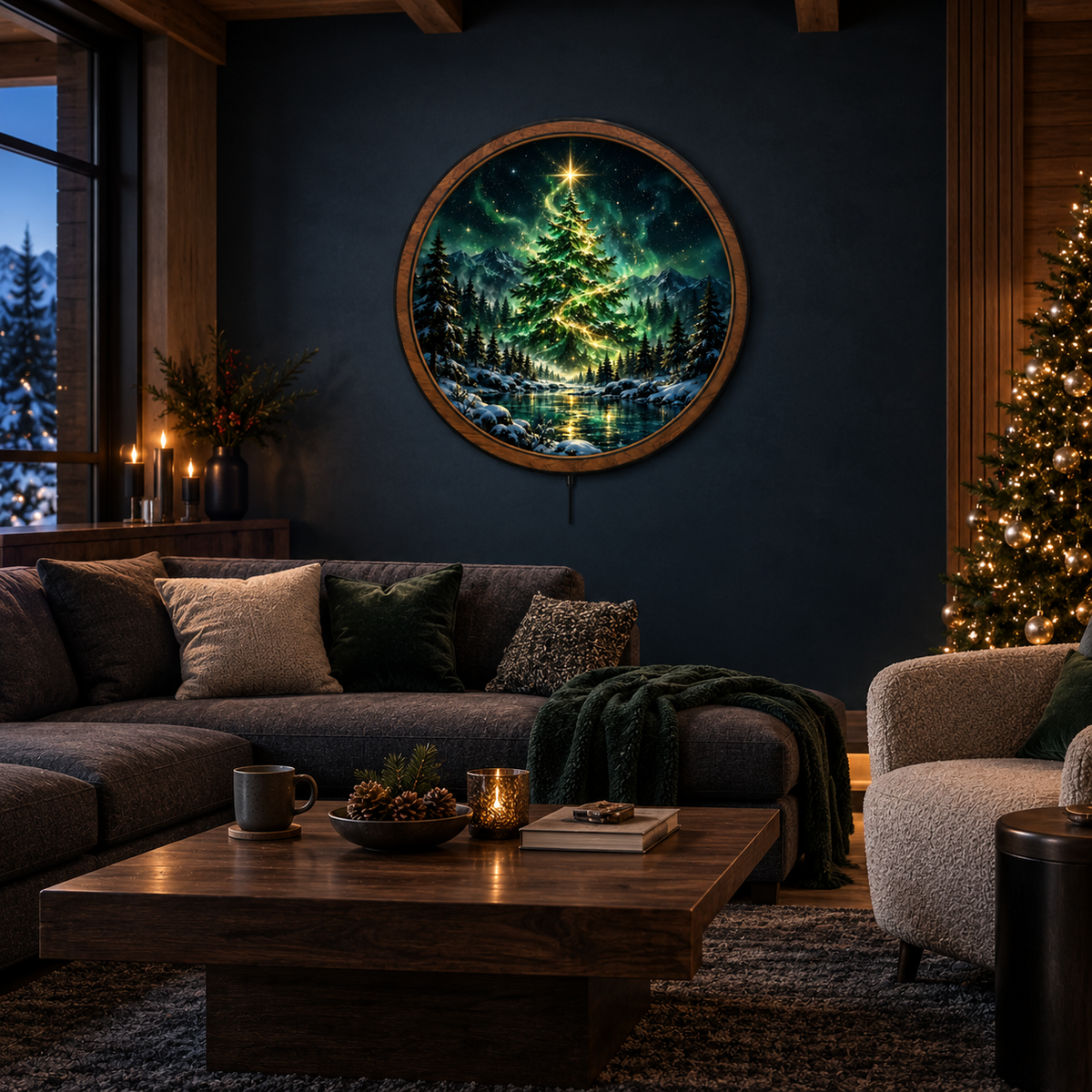 Evergreen Star Glow LED Wall Art – Enchanted Christmas Forest