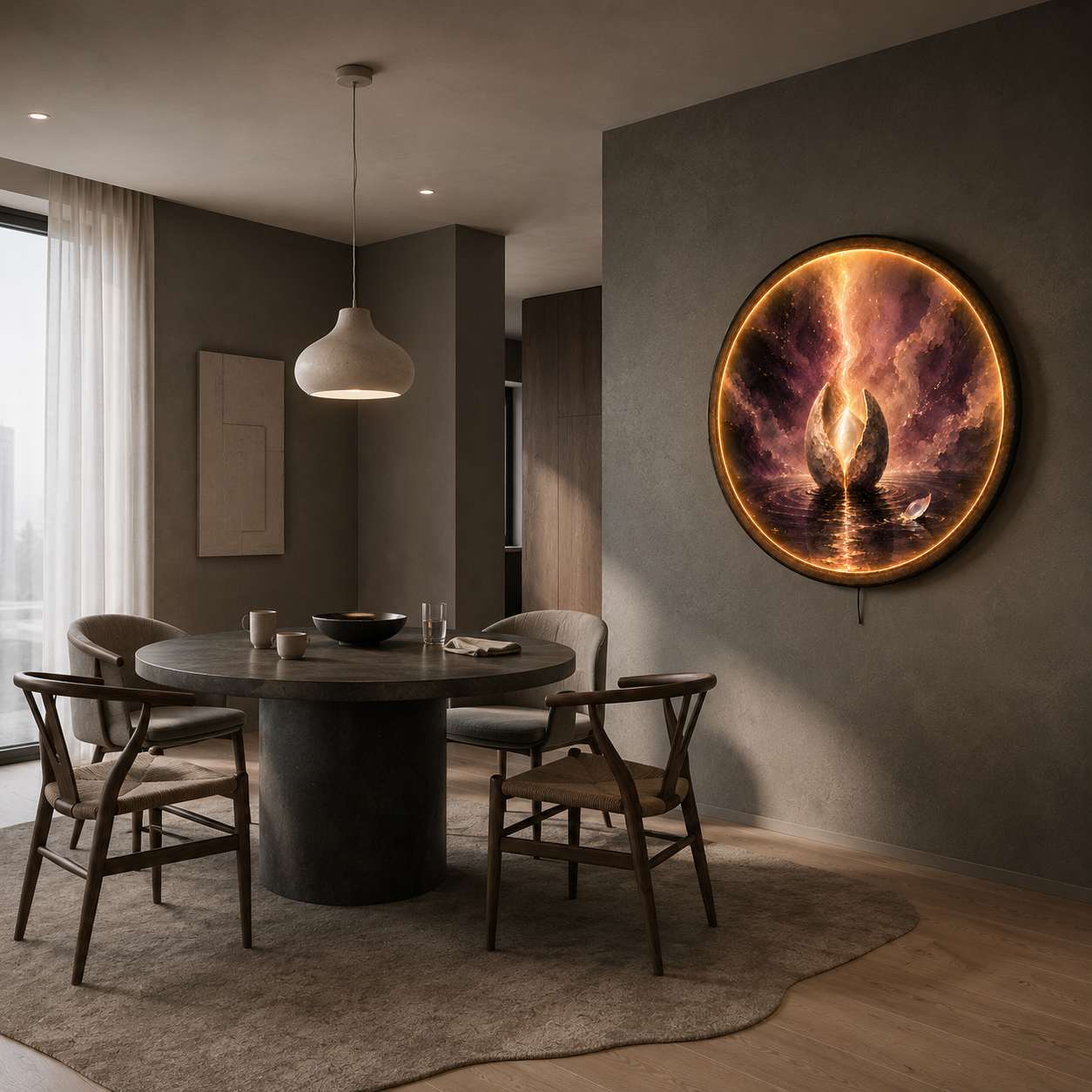 Inner Awakening LED Wall Art – Spiritual Luxury Round Decor