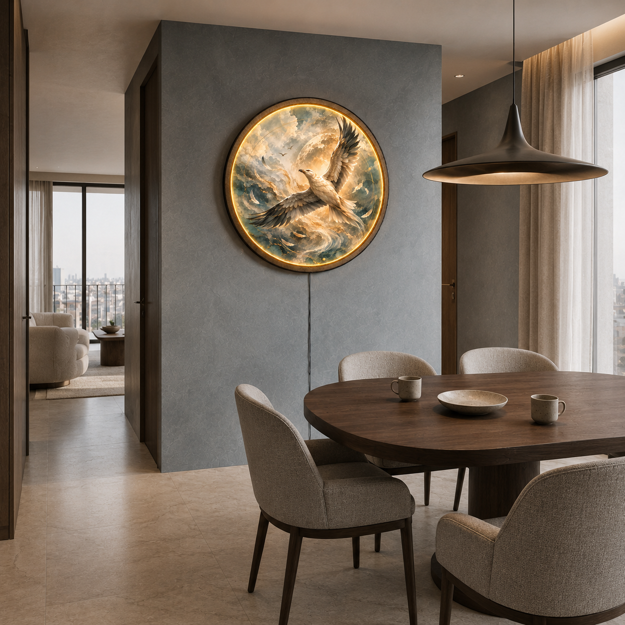 Celestial Ascent LED Wall Art – Illuminated Eagle Wall Decor