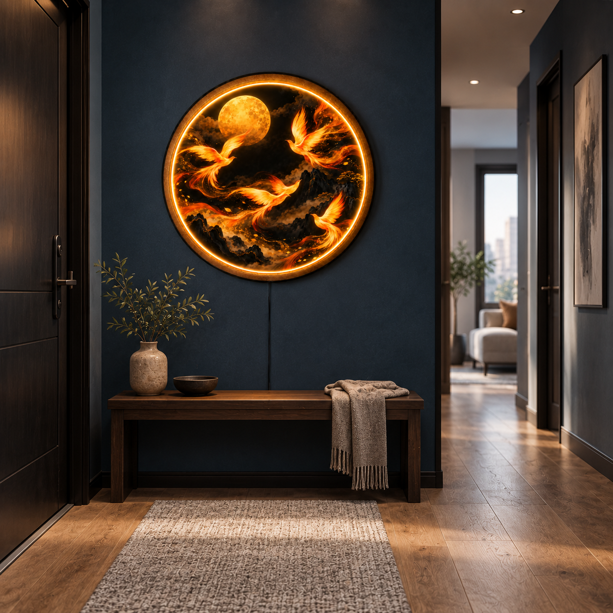 Phoenix Moonlight LED Wall Art – Fiery Fantasy Wall Decor